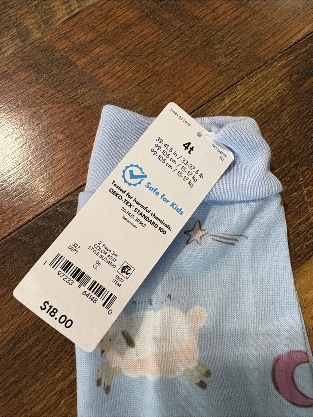 Carter's Pale Blue Footed One-Piece Pajama with Sheep and Moon Print